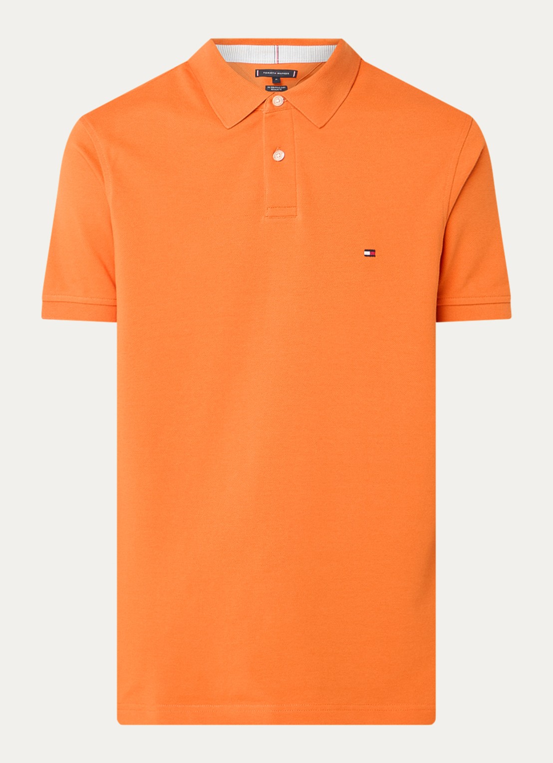 Tommy Hilfiger Core regular fit polo van piqué katoen met logoborduring - voorkant 6 bonfire orange-sfq / oranje