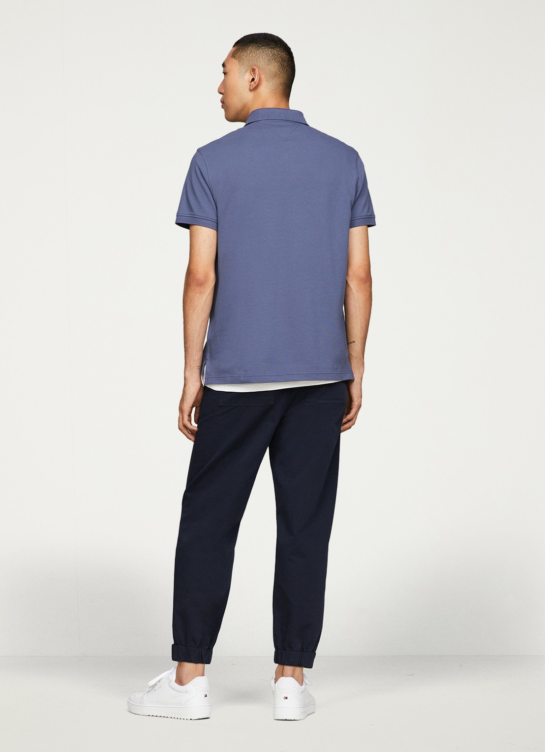 Tommy Hilfiger Core regular fit polo van piqué katoen met logoborduring - achterkant faded indigo-c9t / blauw