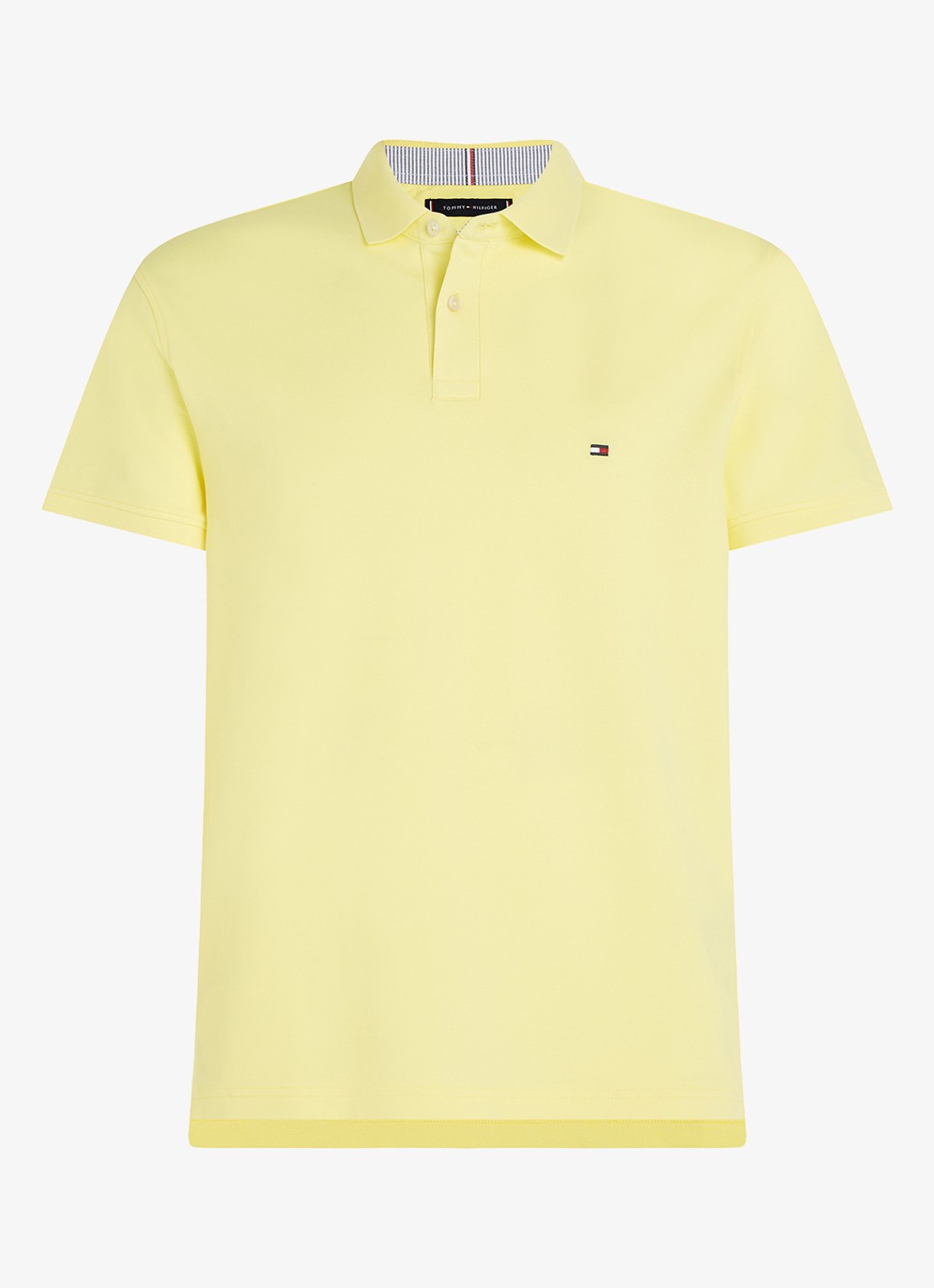 Tommy Hilfiger Core regular fit polo van piqué katoen met logoborduring - voorkant 9 yellow tulip / geel