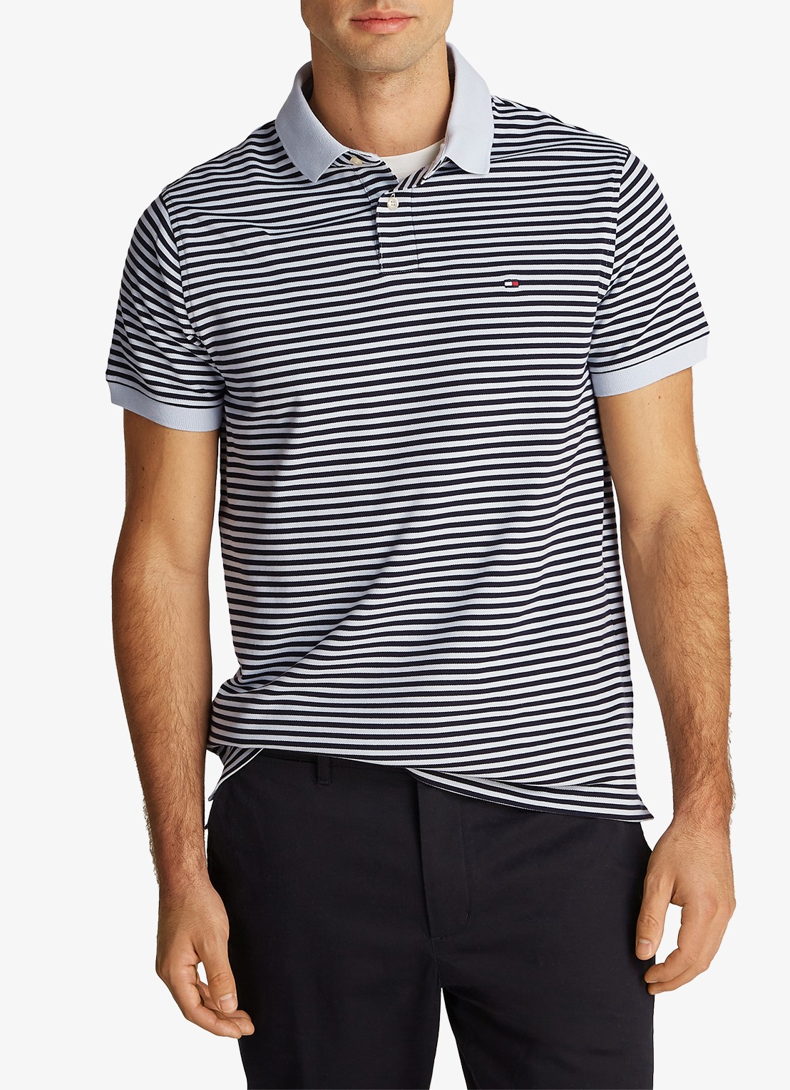 Tommy Hilfiger Core regular fit polo van piqué katoen met logoborduring - detail 3 breezy blue / dessert / blauw