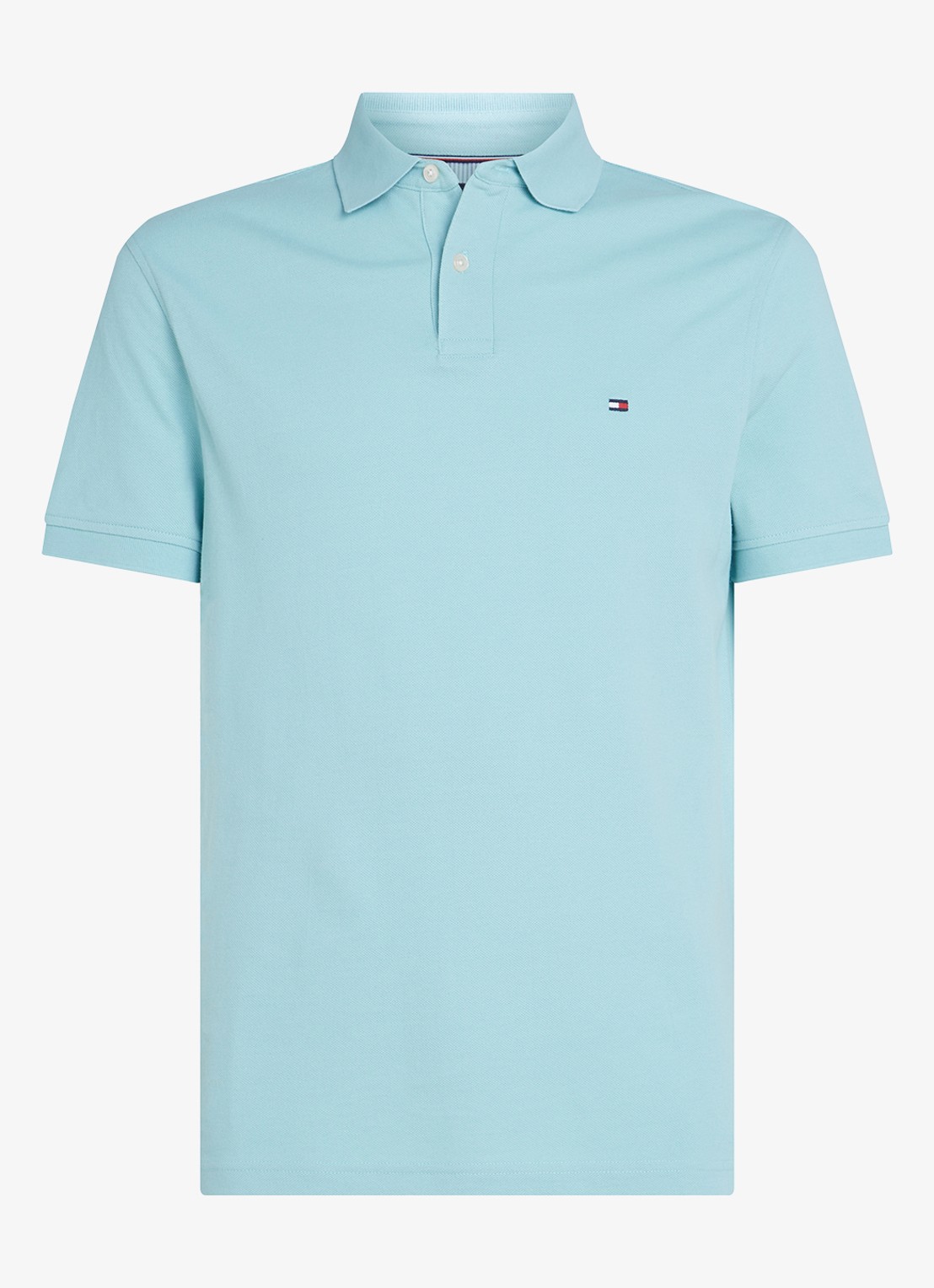 Tommy Hilfiger Core regular fit polo van piqué katoen met logoborduring - voorkant tradewinds aqua / blauw