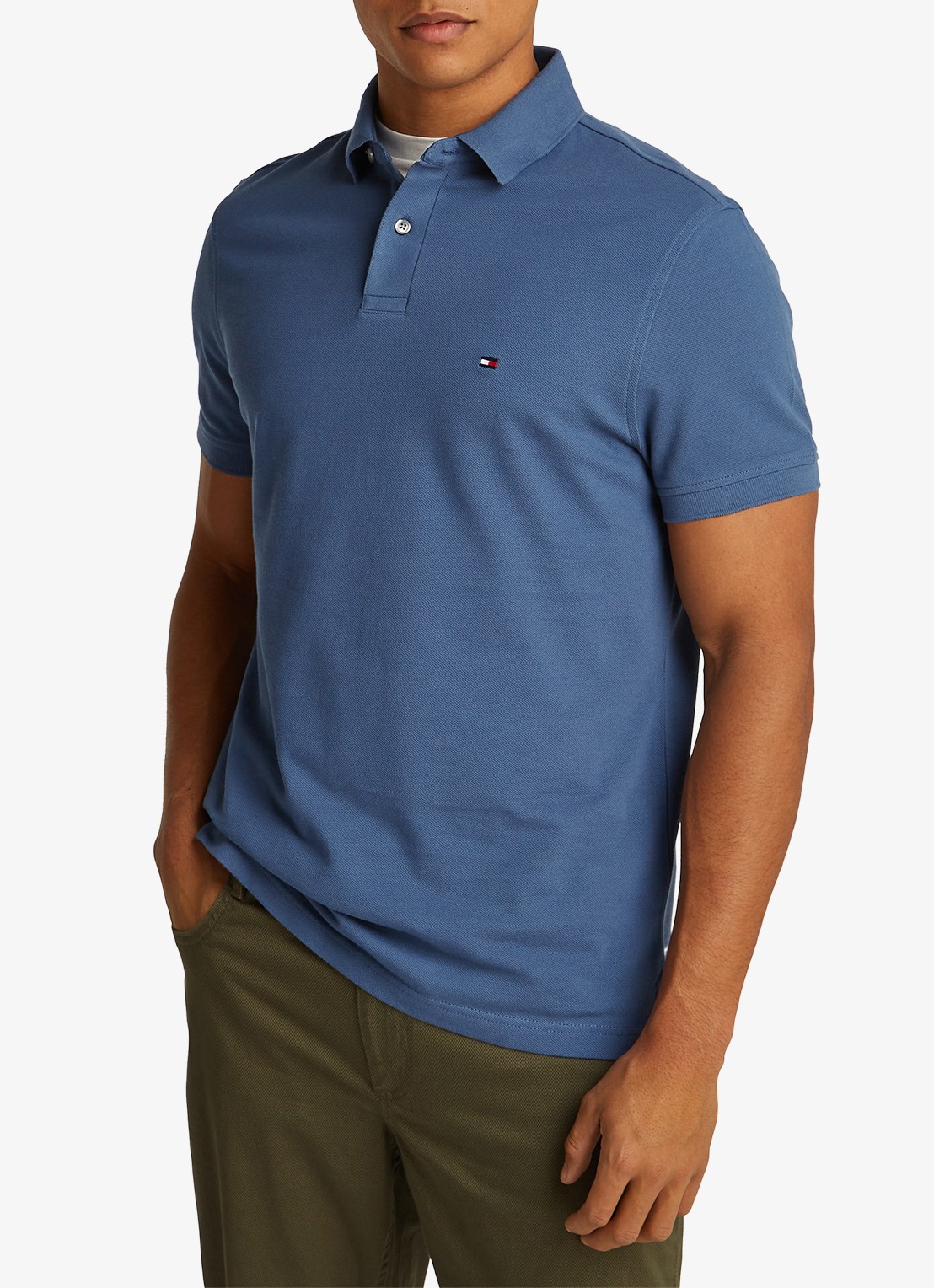 Tommy Hilfiger Core regular fit polo van piqué katoen met logoborduring - detail 2 aegean sea-dbz / blauw