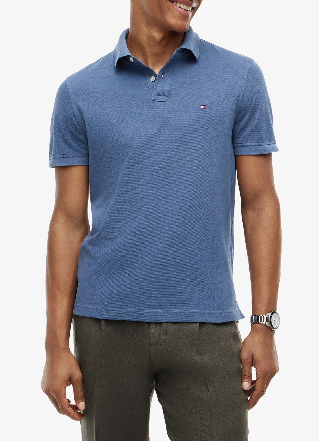 Tommy Hilfiger Core regular fit polo van piqué katoen met logoborduring - detail 2 aegean sea-dbz / blauw