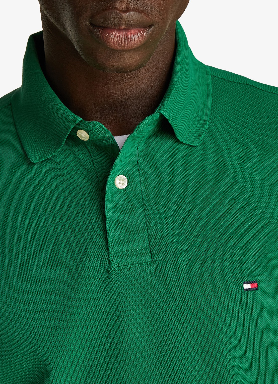 Tommy Hilfiger Core regular fit polo van piqué katoen met logoborduring - detail 5 nouveau green-l4f / groen