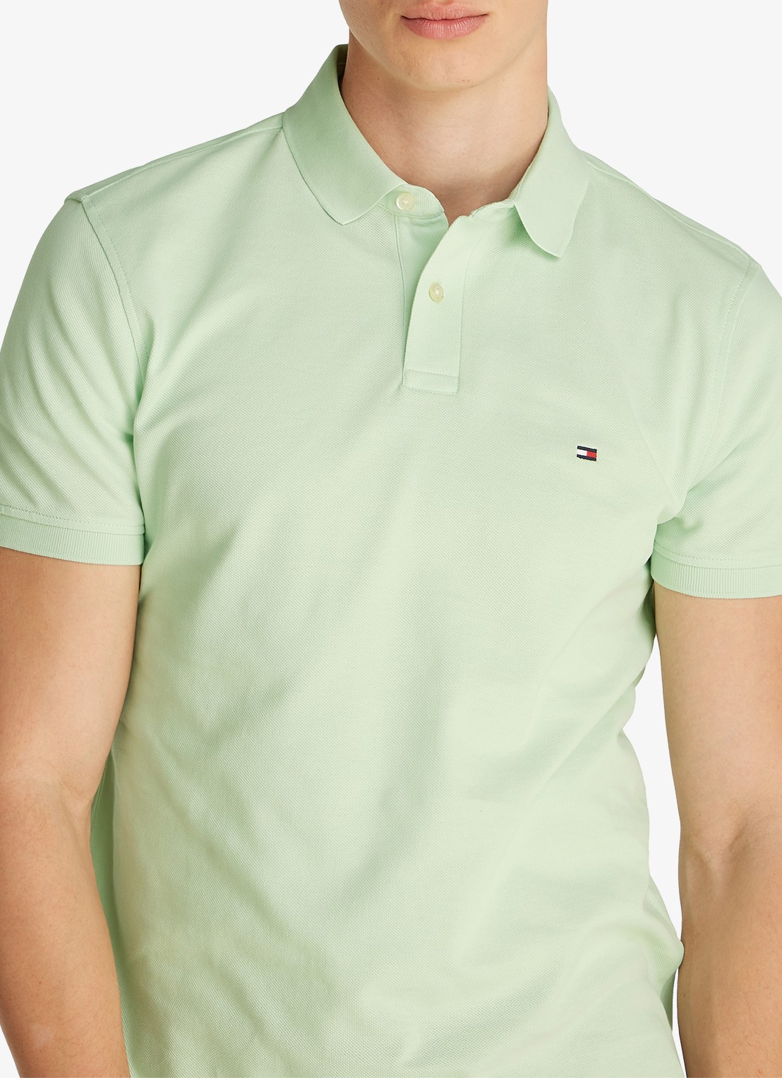 Tommy Hilfiger Core regular fit polo van piqué katoen met logoborduring - detail 5 opal green-lxy / groen