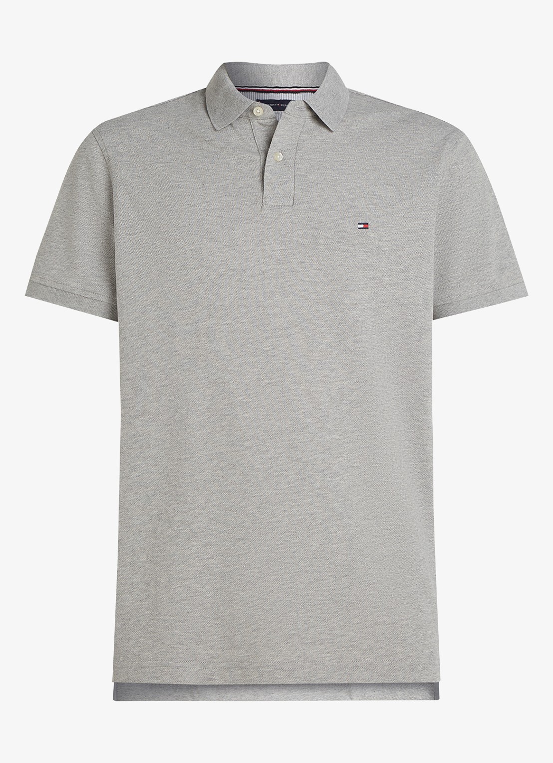 Tommy Hilfiger Core regular fit polo van piqué katoen met logoborduring - voorkant 4 light grey heather-p01 / grijs
