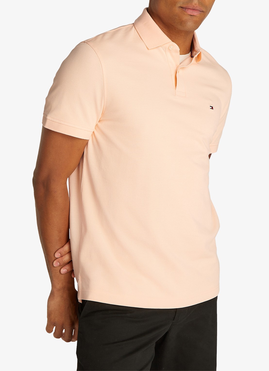 Tommy Hilfiger Core regular fit polo van piqué katoen met logoborduring - detail 3 whipped papaya-tma / beige