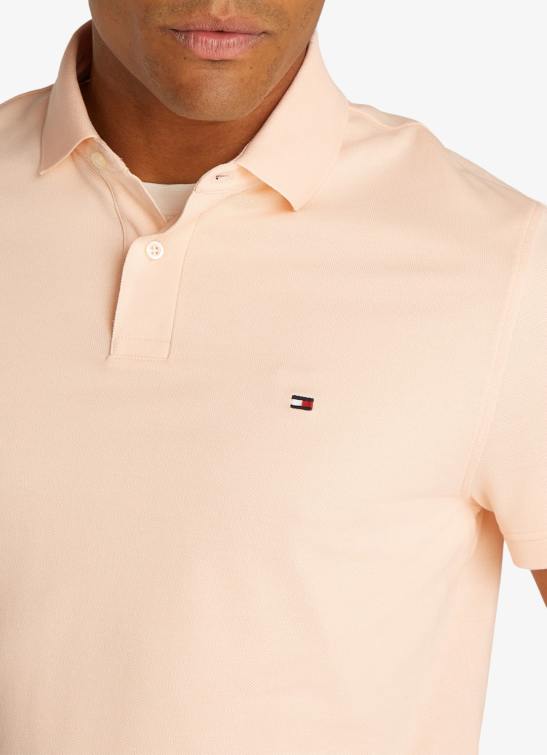 Tommy Hilfiger Core regular fit polo van piqué katoen met logoborduring - detail 4 whipped papaya-tma / beige