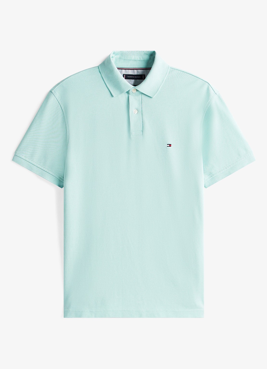 Tommy Hilfiger Core regular fit polo van piqué katoen met logoborduring - voorkant 3 cool sky-l8o / groen
