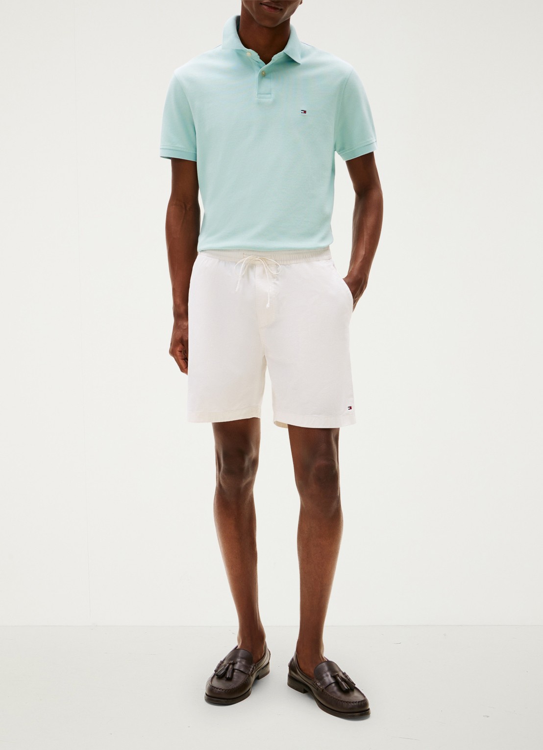 Tommy Hilfiger Core regular fit polo van piqué katoen met logoborduring - voorkant 4 cool sky-l8o / groen