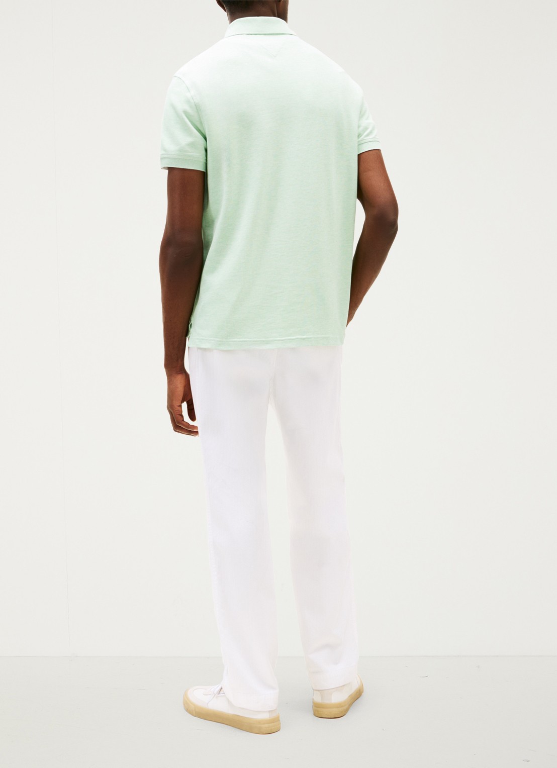 Tommy Hilfiger Core regular fit polo van piqué katoen met logoborduring - achterkant mint gel heather-m16 / groen