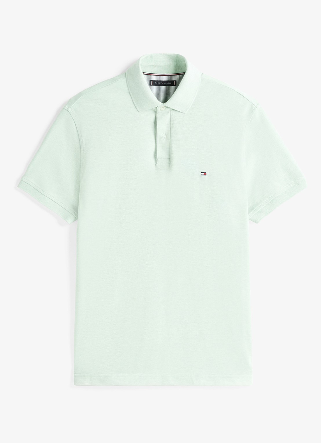 Tommy Hilfiger Core regular fit polo van piqué katoen met logoborduring - voorkant 3 mint gel heather-m16 / groen