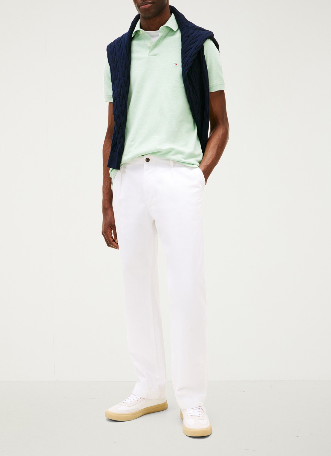 Tommy Hilfiger Core regular fit polo van piqué katoen met logoborduring - voorkant 4 mint gel heather-m16 / groen
