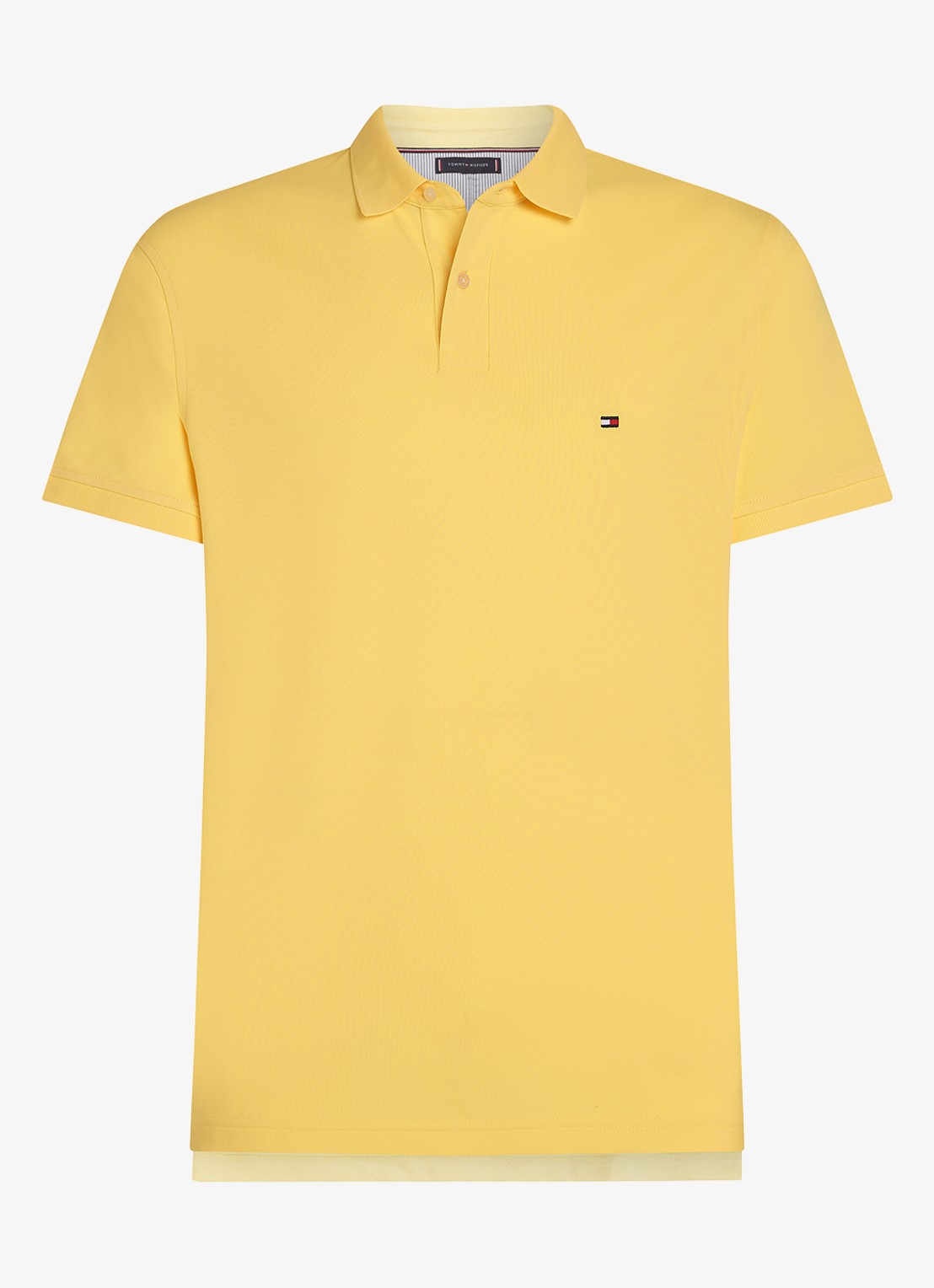 Tommy Hilfiger Core regular fit polo van piqué katoen met logoborduring - voorkant 2 citronella / geel