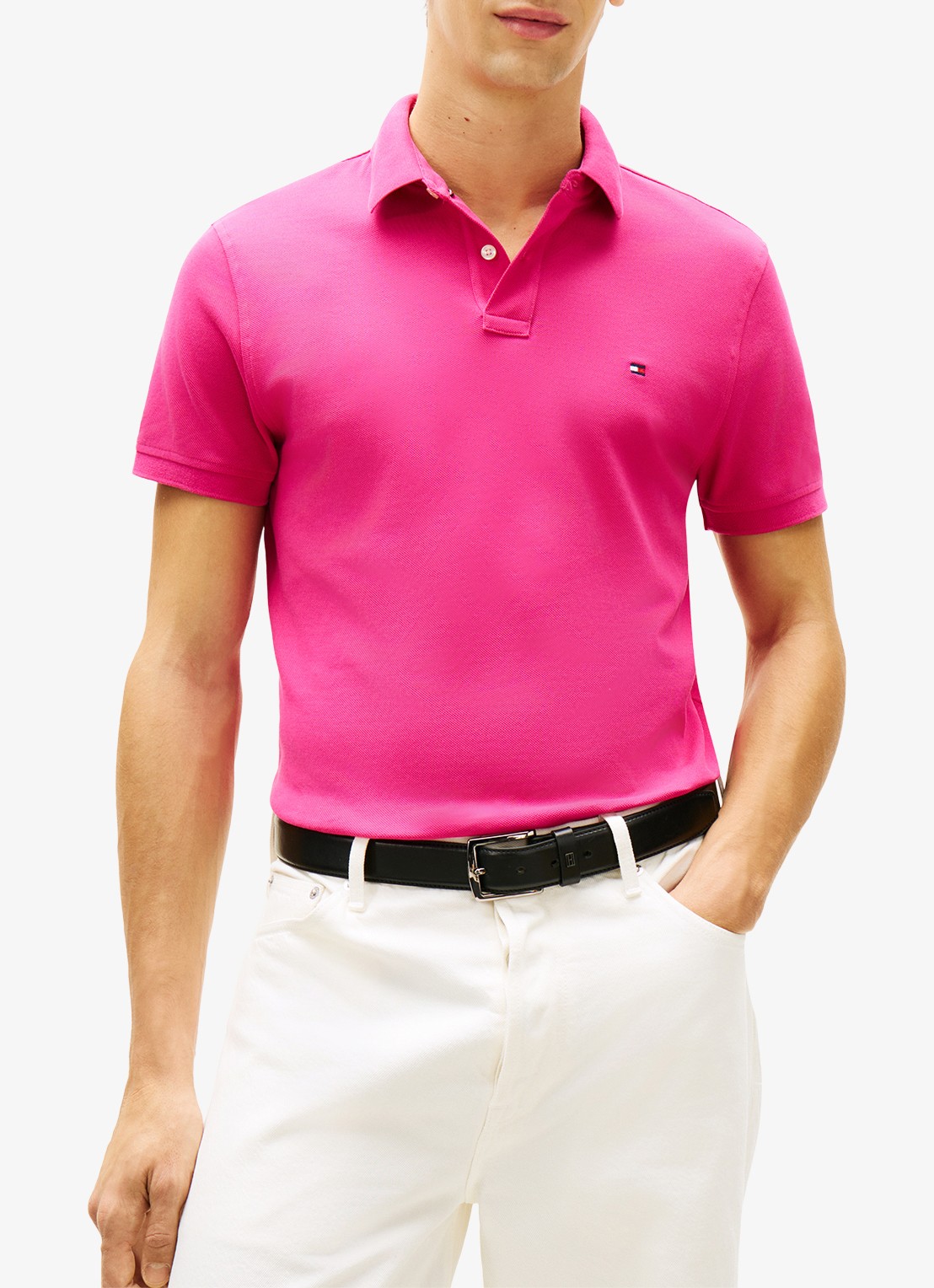 Tommy Hilfiger Core regular fit polo van piqué katoen met logoborduring - detail 2 eccentric magenta-tzo / roze
