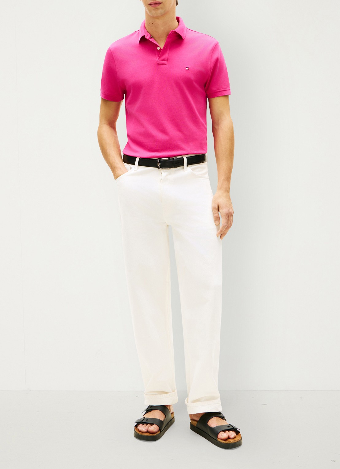 Tommy Hilfiger Core regular fit polo van piqué katoen met logoborduring - voorkant 5 eccentric magenta-tzo / roze