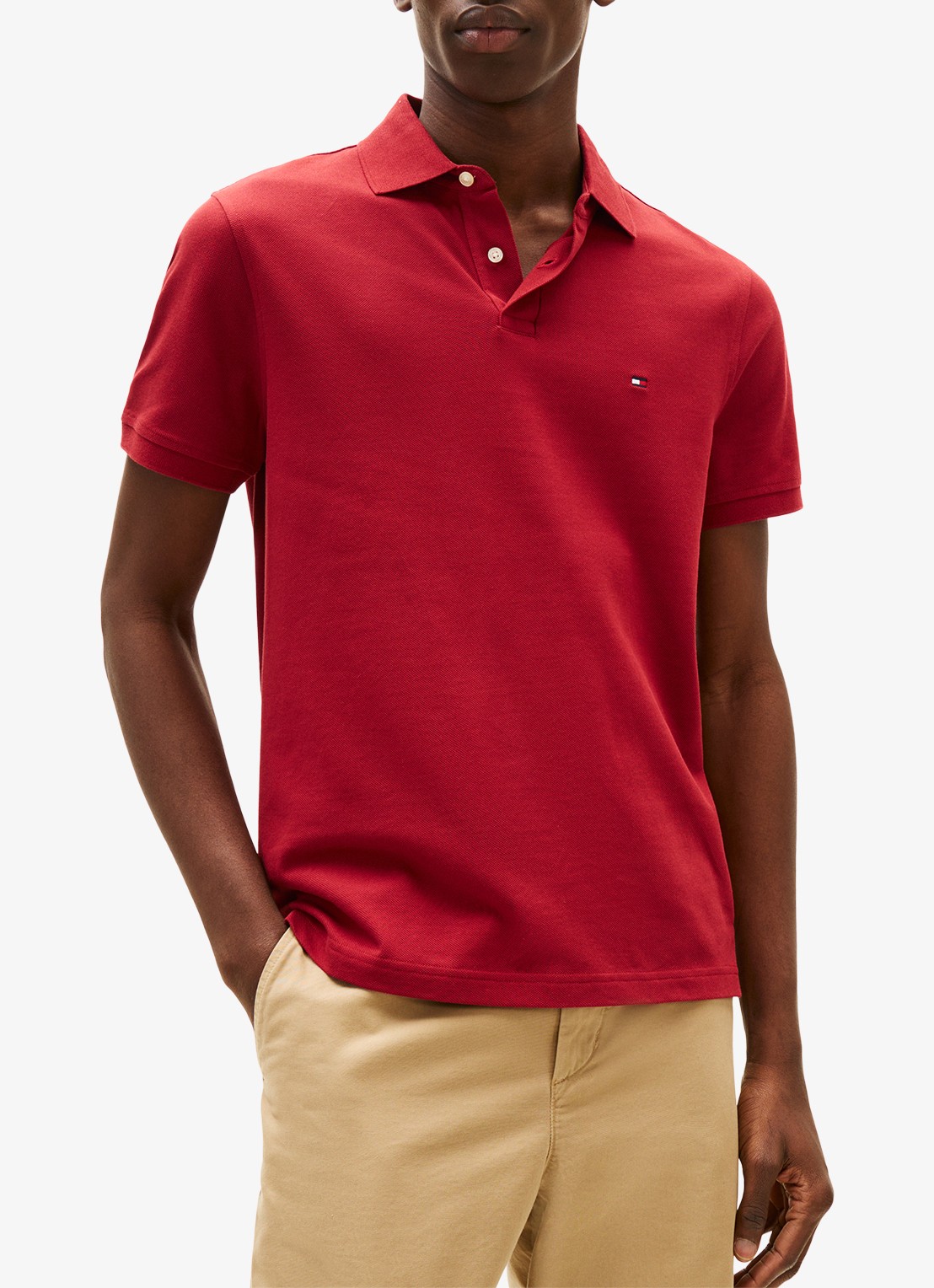 Tommy Hilfiger Core regular fit polo van piqué katoen met logoborduring - detail regatta red-xit / rood