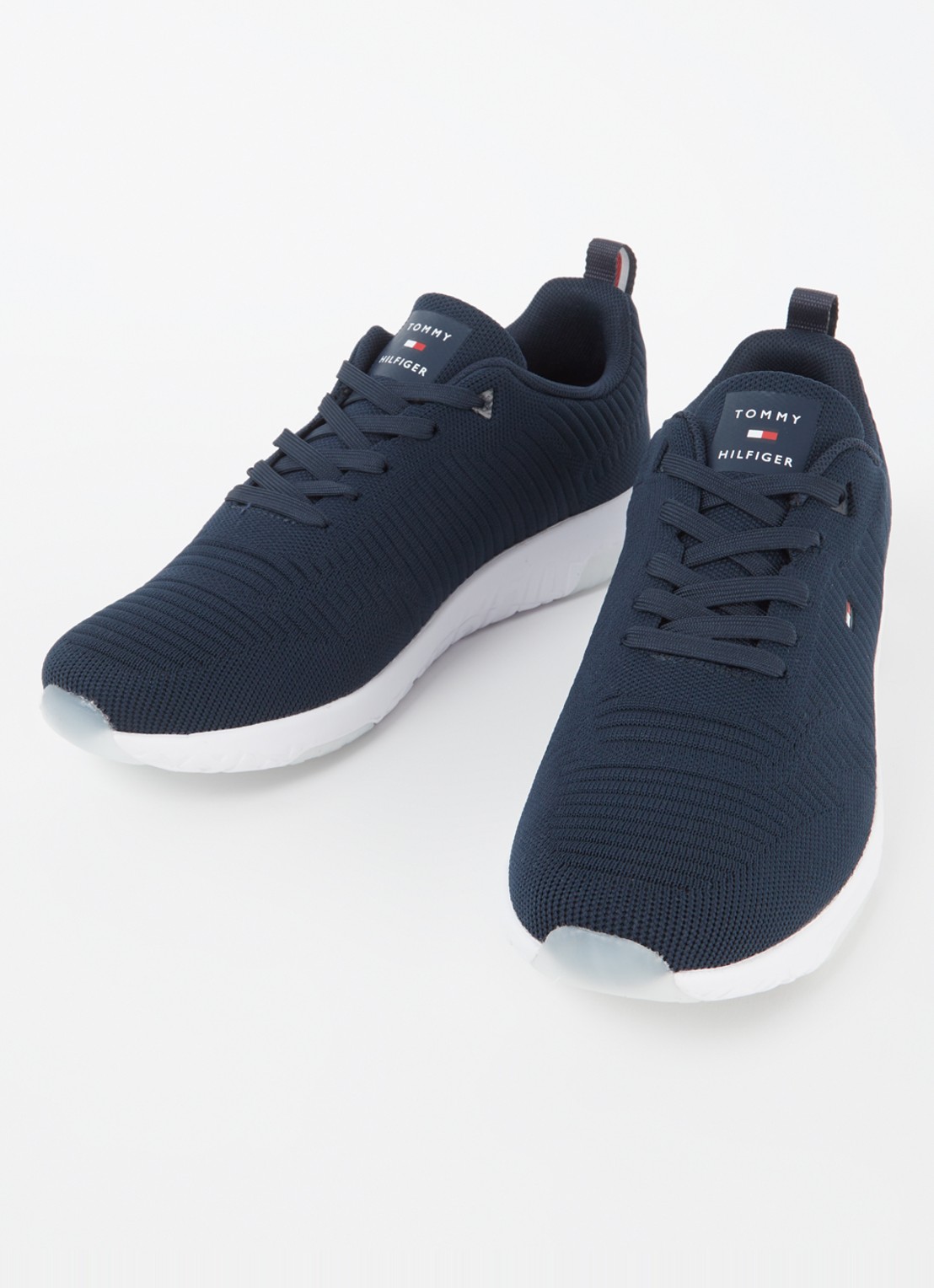 Tommy Hilfiger Corporate Knit sneaker met gebreid bovenwerk - detail 2 donkerblauw