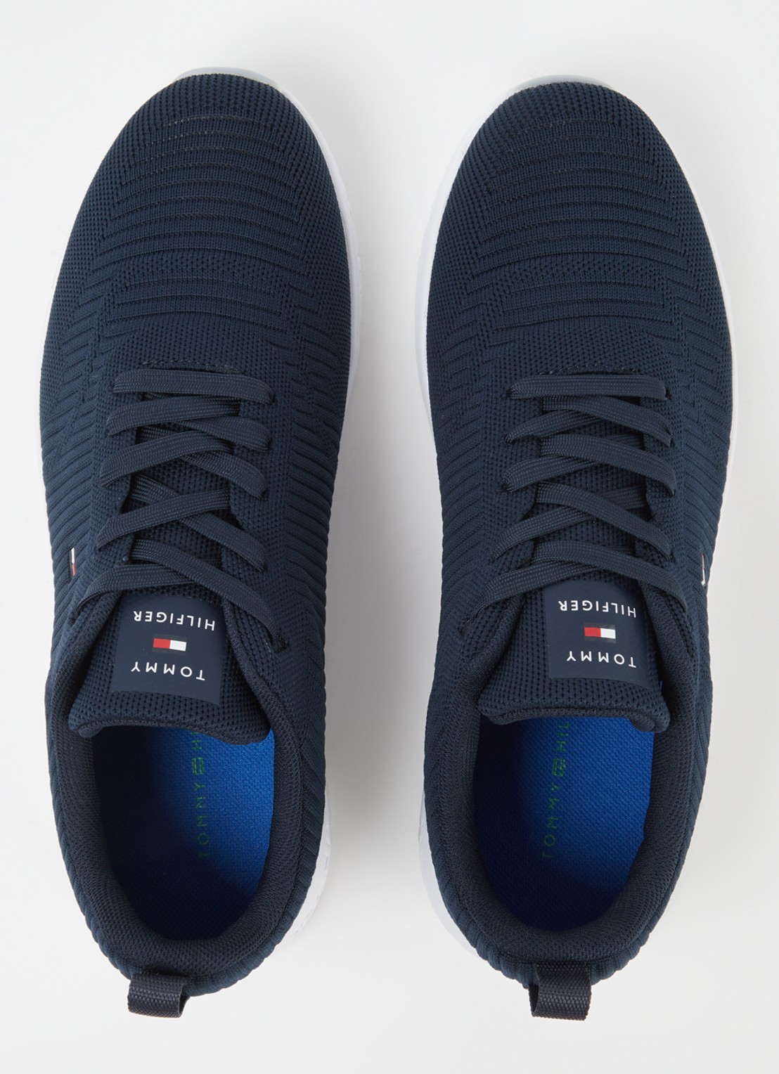 Tommy Hilfiger Corporate Knit sneaker met gebreid bovenwerk - detail 3 donkerblauw