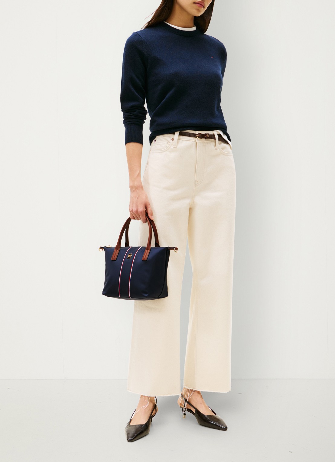 Tommy Hilfiger Corporate tot shopper met logo - voorkant 2 donkerblauw