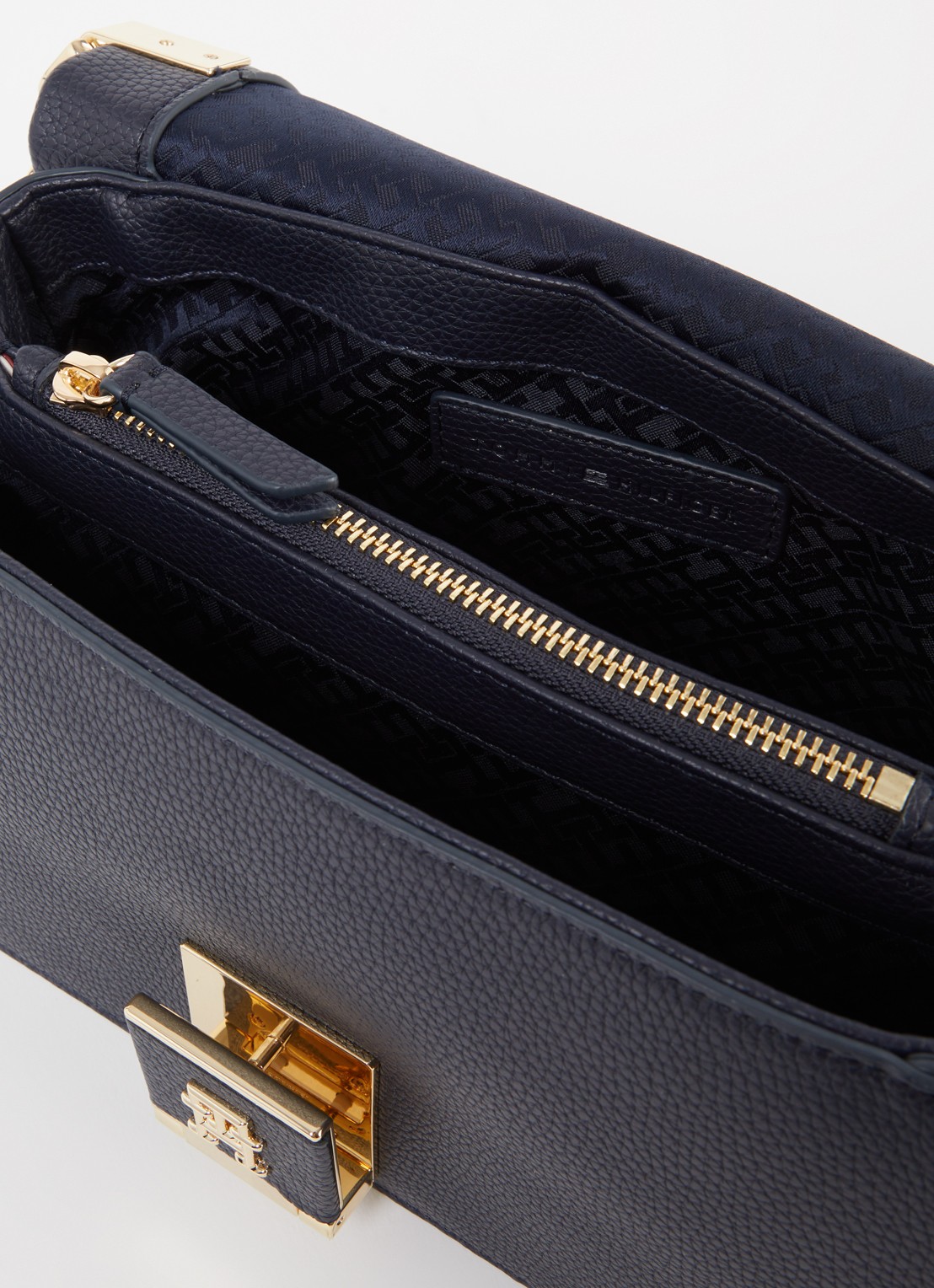 Tommy Hilfiger Crossbodytas met afneembare schouderriem - detail donkerblauw