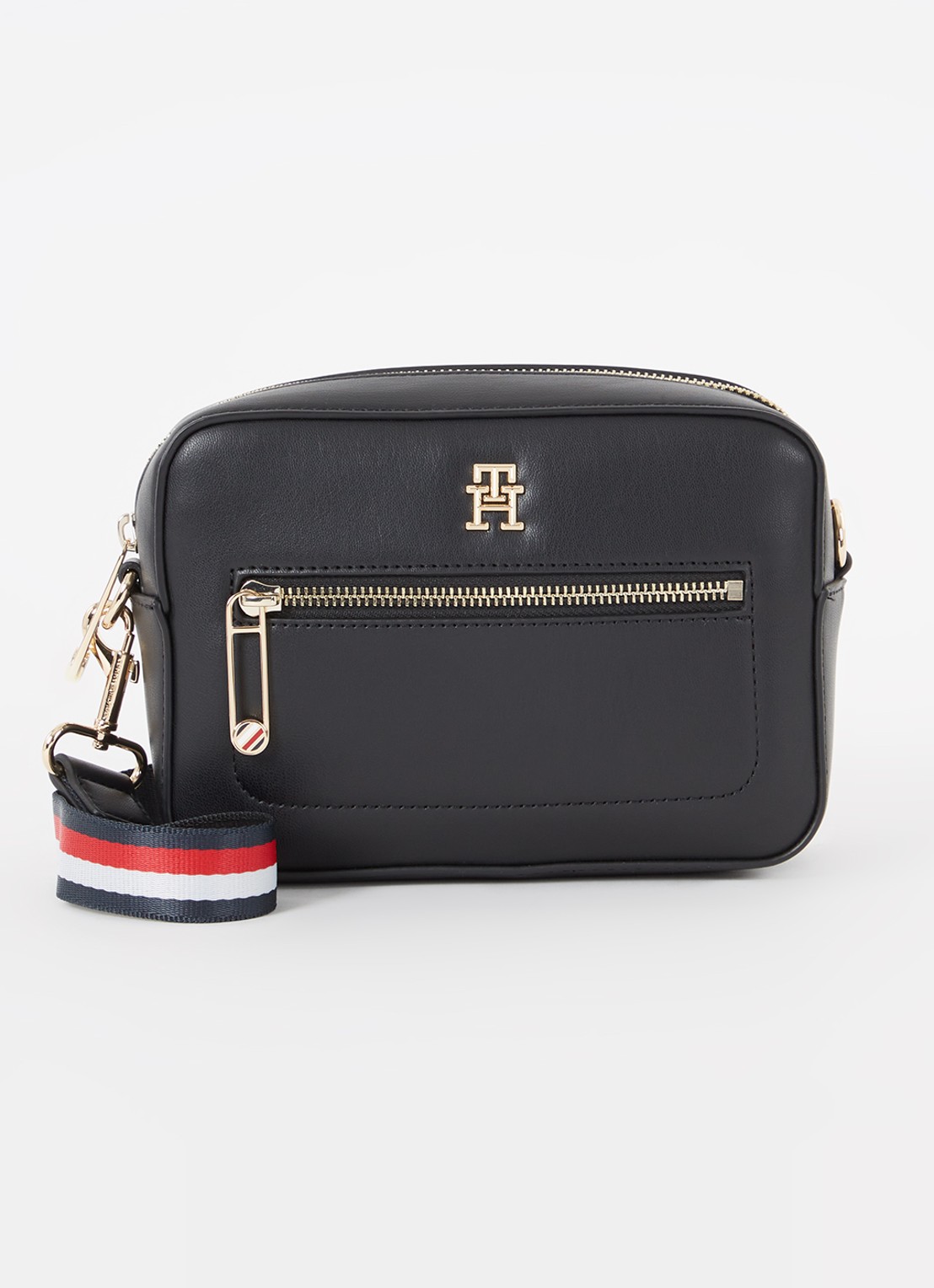Tommy Hilfiger Crossbodytas met logo - voorkant 3 zwart