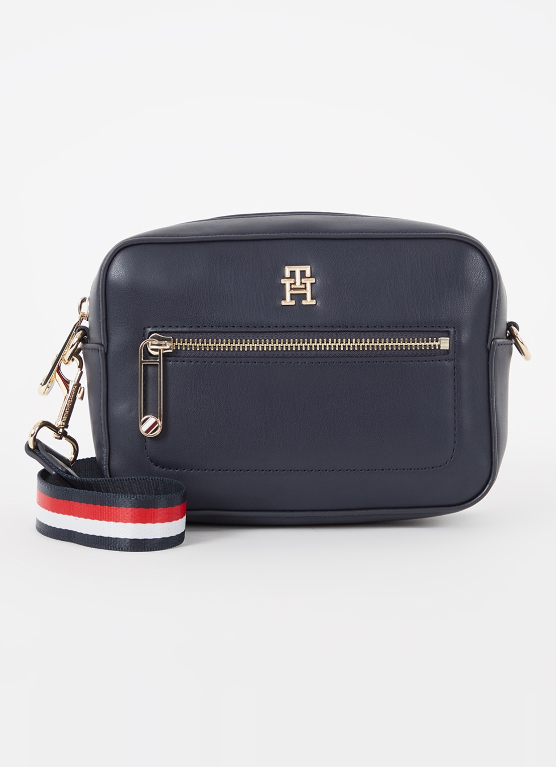 Tommy Hilfiger Crossbodytas met logo - voorkant donkerblauw