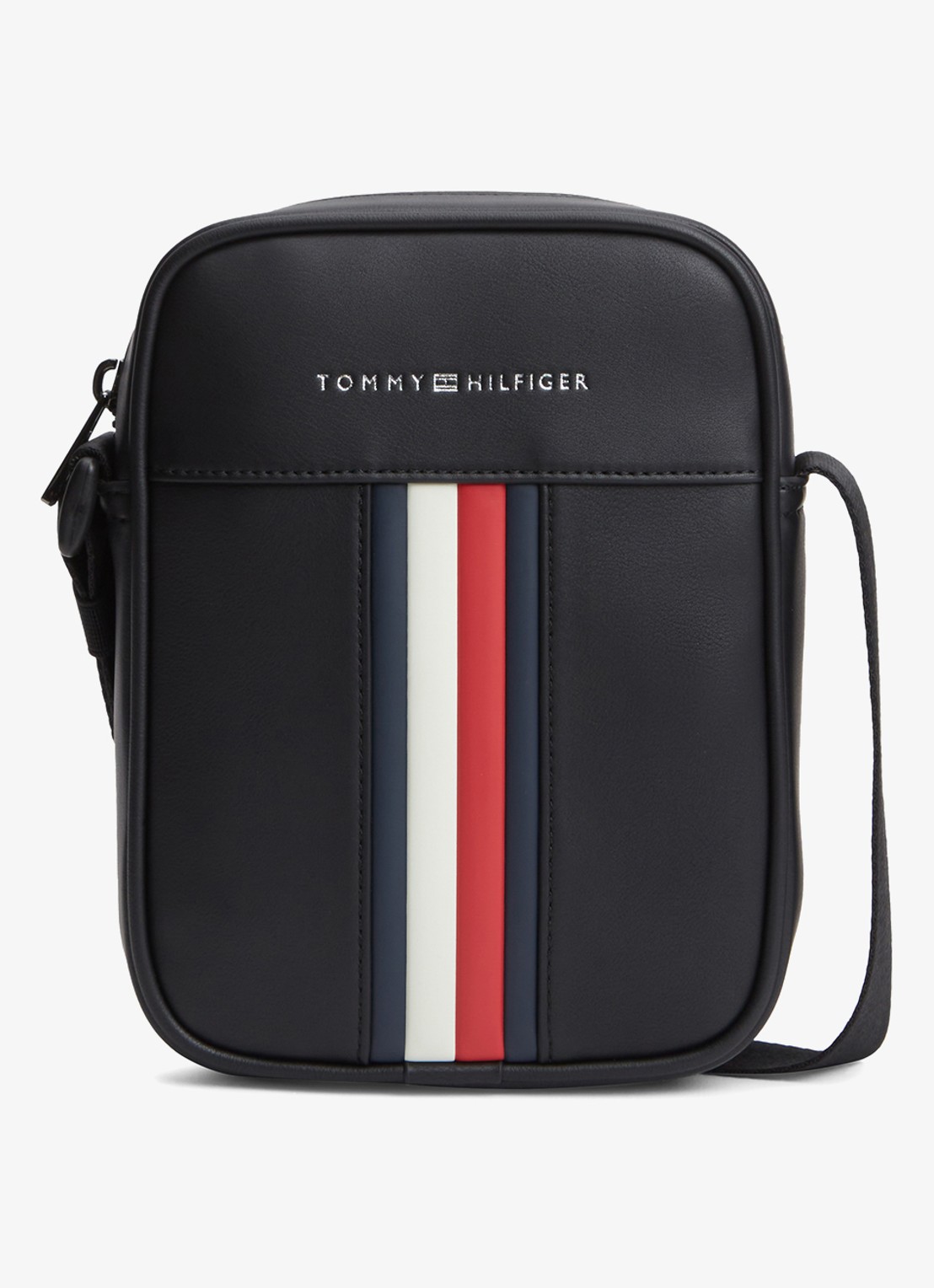 Tommy Hilfiger Crossbodytas met logo - voorkant diepzwart