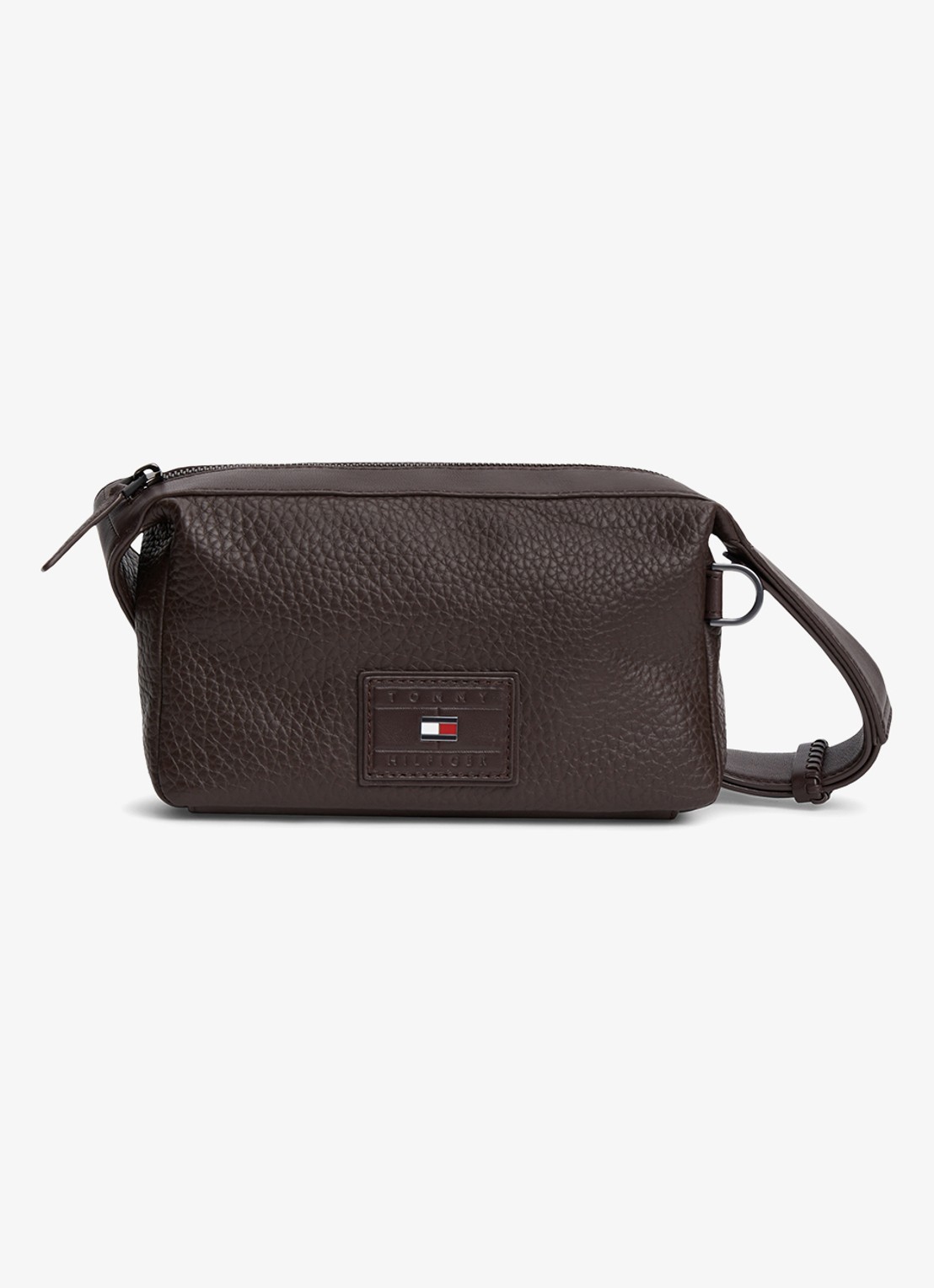 Tommy Hilfiger Crossbodytas met logo - voorkant 2 donkerbruin