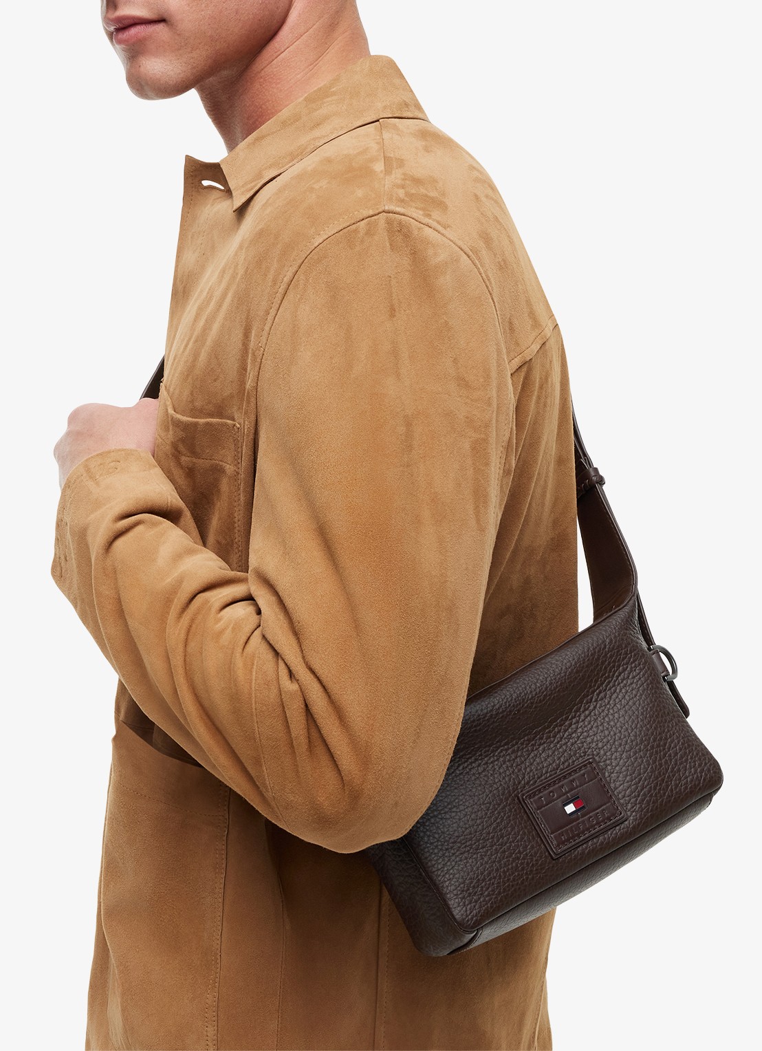 Tommy Hilfiger Crossbodytas met logo - voorkant 3 donkerbruin