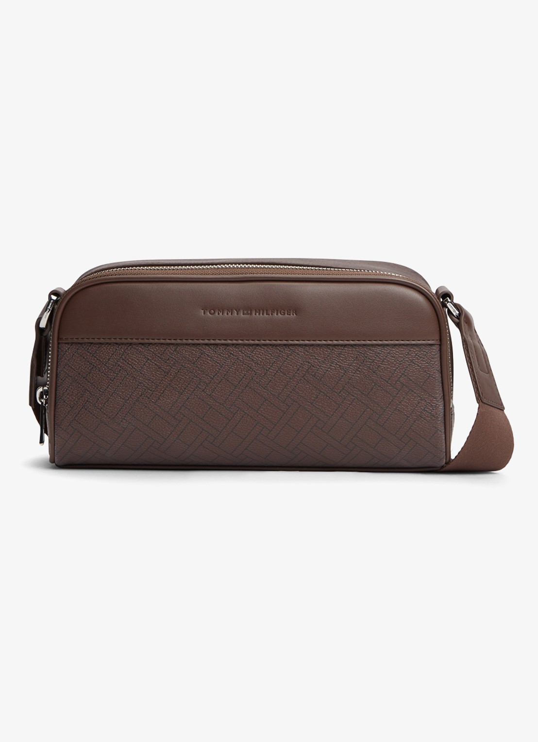 Tommy Hilfiger Crossbodytas met logoprint - voorkant 2 donkerbruin