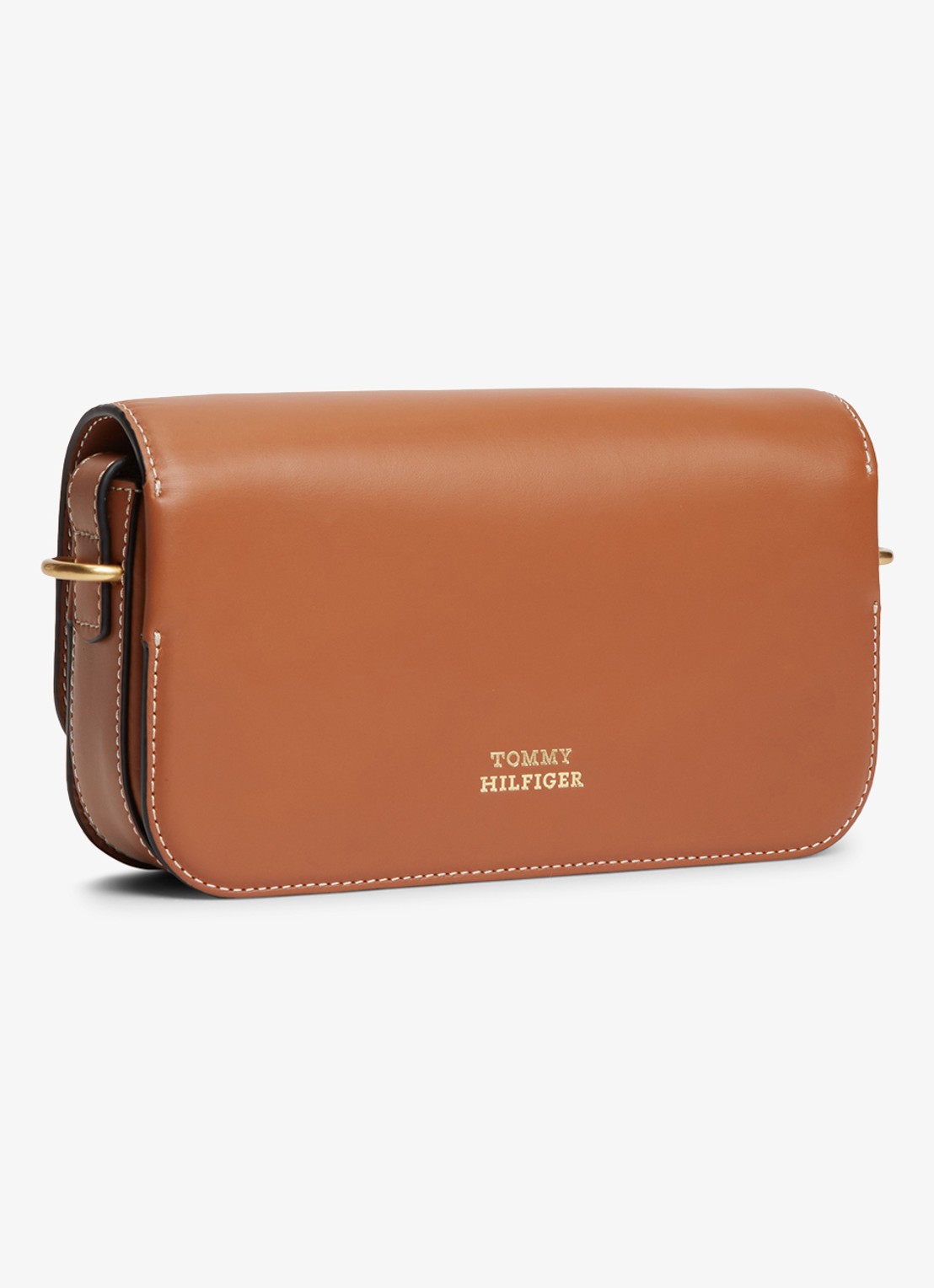 Tommy Hilfiger Crossbodytas van leer met logo - detail 4 bruin