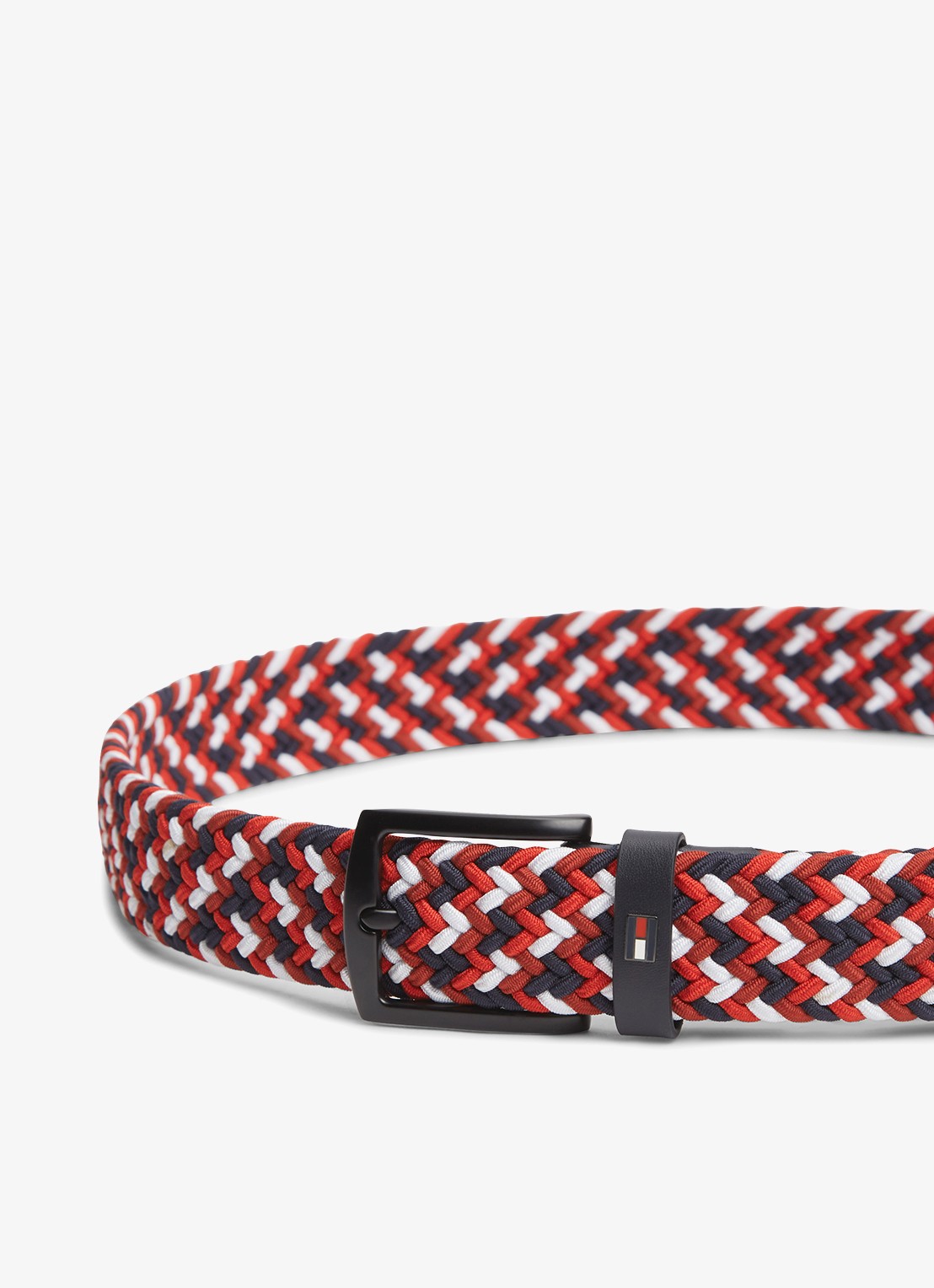 Tommy Hilfiger Denton 3.5 riem met gevlochten detail - voorkant 2 rood