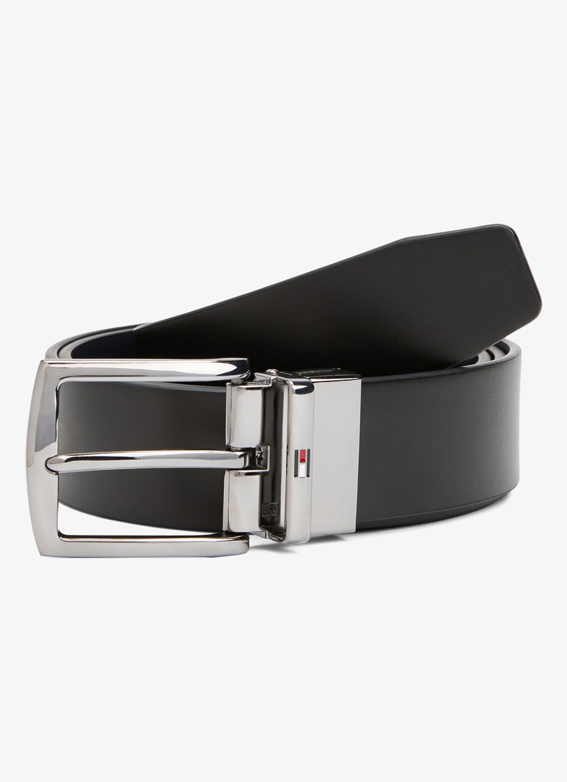 Tommy Hilfiger Denton reversible riem van leer - voorkant donkerblauw