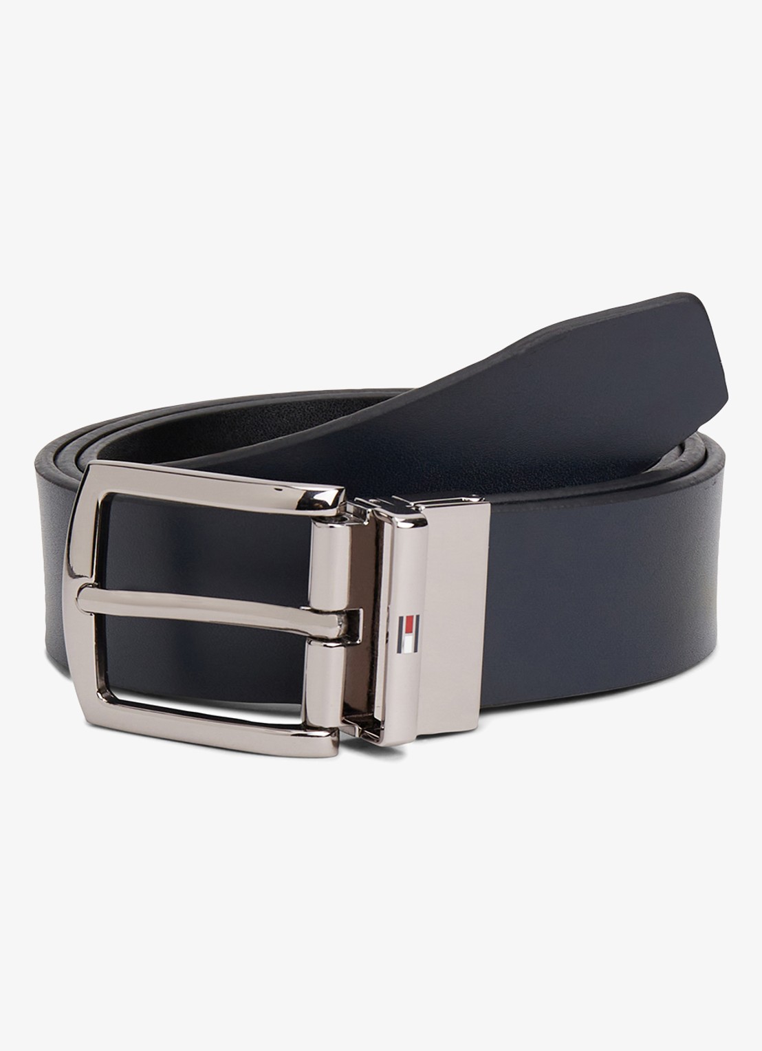 Tommy Hilfiger Denton reversible riem van leer - voorkant 3 donkerblauw