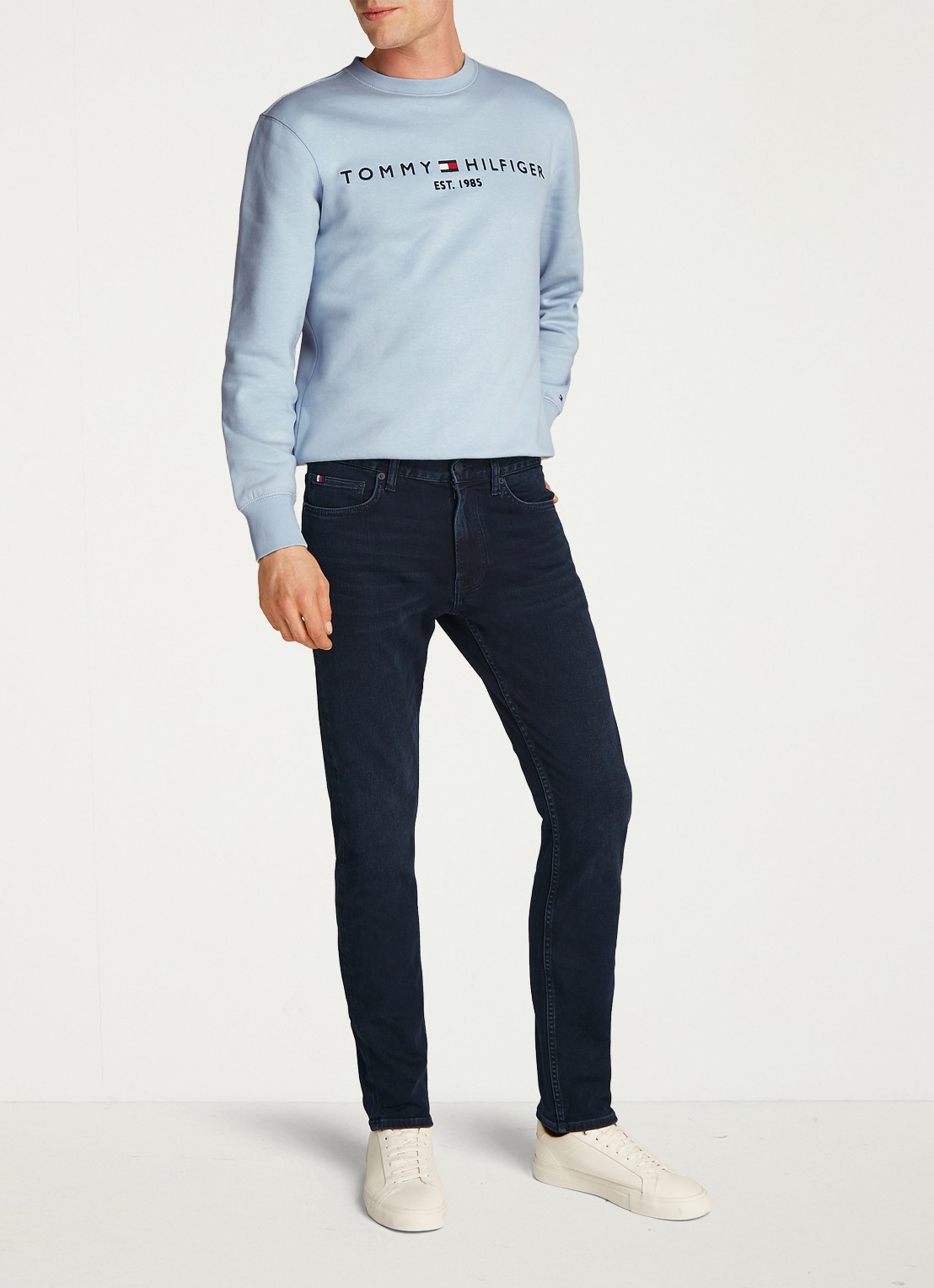 Tommy Hilfiger Denton slim fit jeans met steekzakken - voorkant 6 donkerblauw