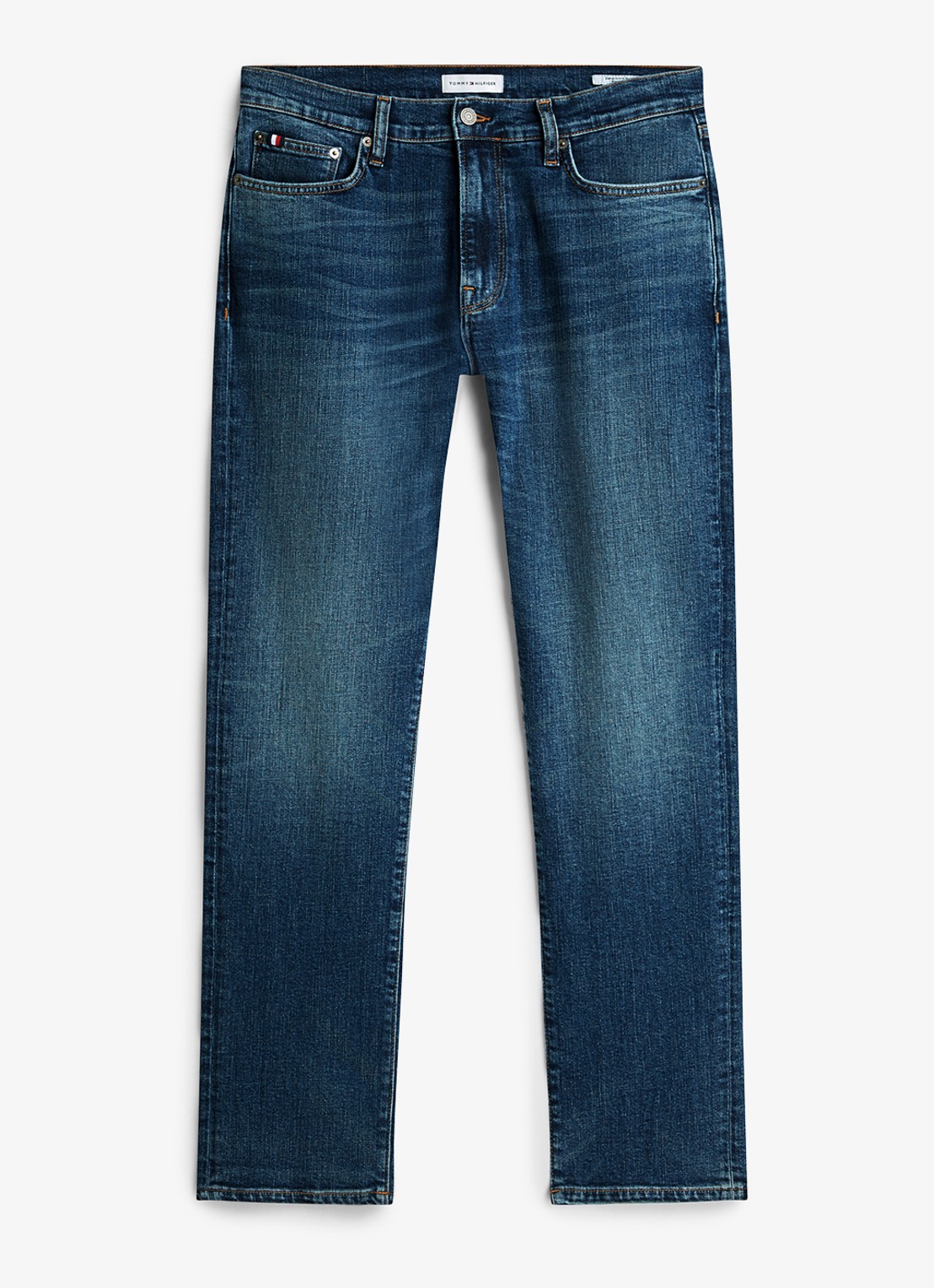 Tommy Hilfiger Denton slim-straight fit jeans met medium wassing - voorkant 8 indigo