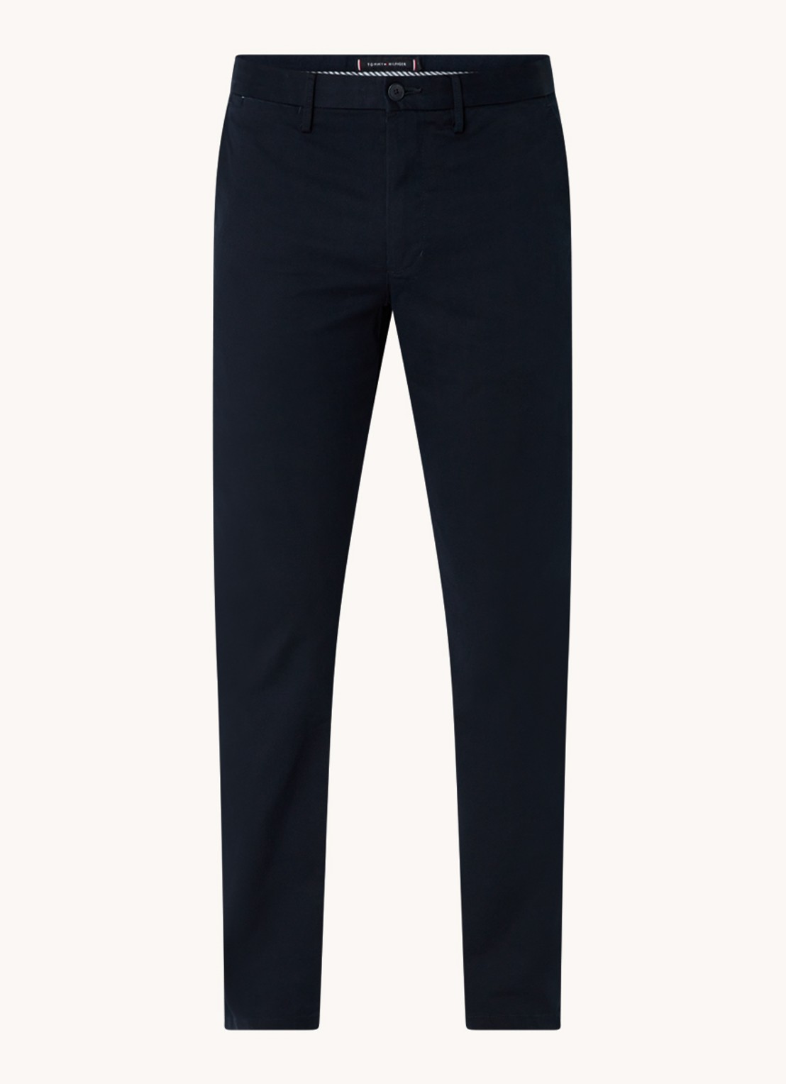 Tommy Hilfiger Denton straight fit chino met steekzakken - voorkant donkerblauw