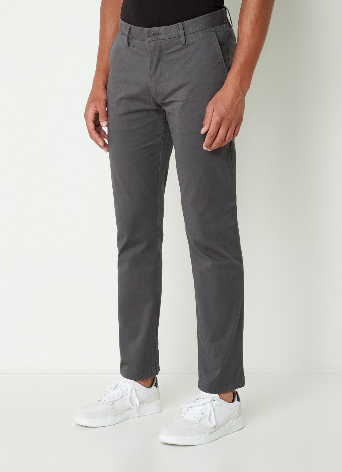 Tommy Hilfiger Denton straight fit chino met steekzakken - detail donkergrijs