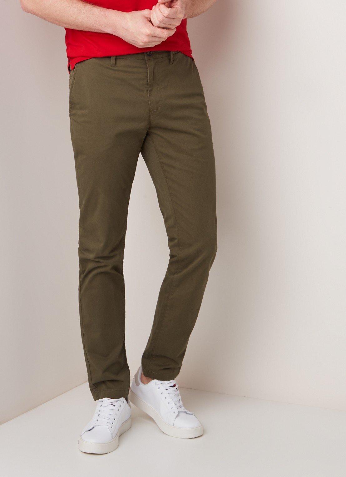 Tommy Hilfiger Denton straight fit chino met stretch - detail 5 legergroen
