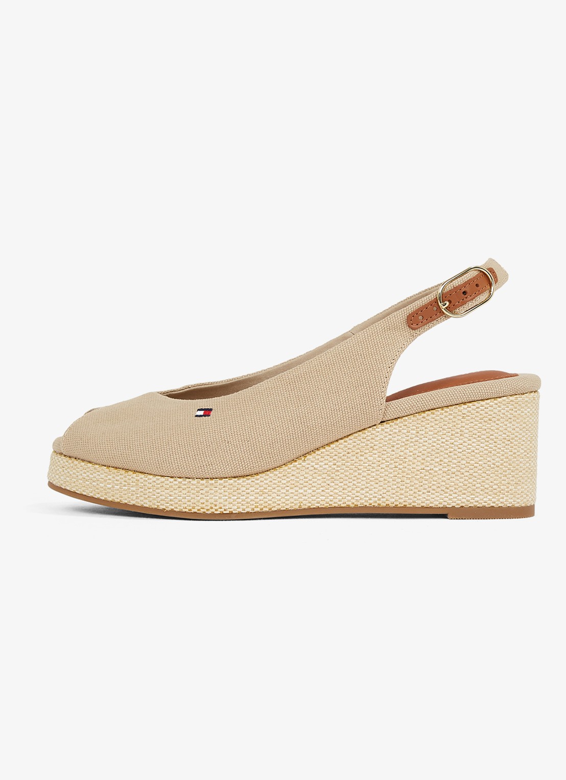 Tommy Hilfiger Espadrille met logo - voorkant beige