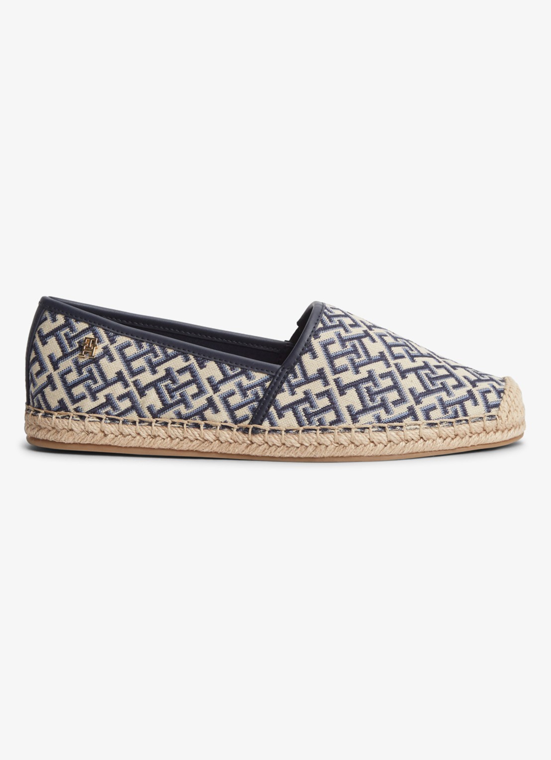 Tommy Hilfiger Espadrille met logoprint - voorkant donkerblauw