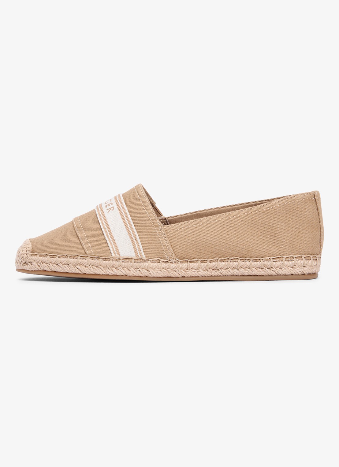 Tommy Hilfiger Espadrille van canvas met logo - voorkant bruin