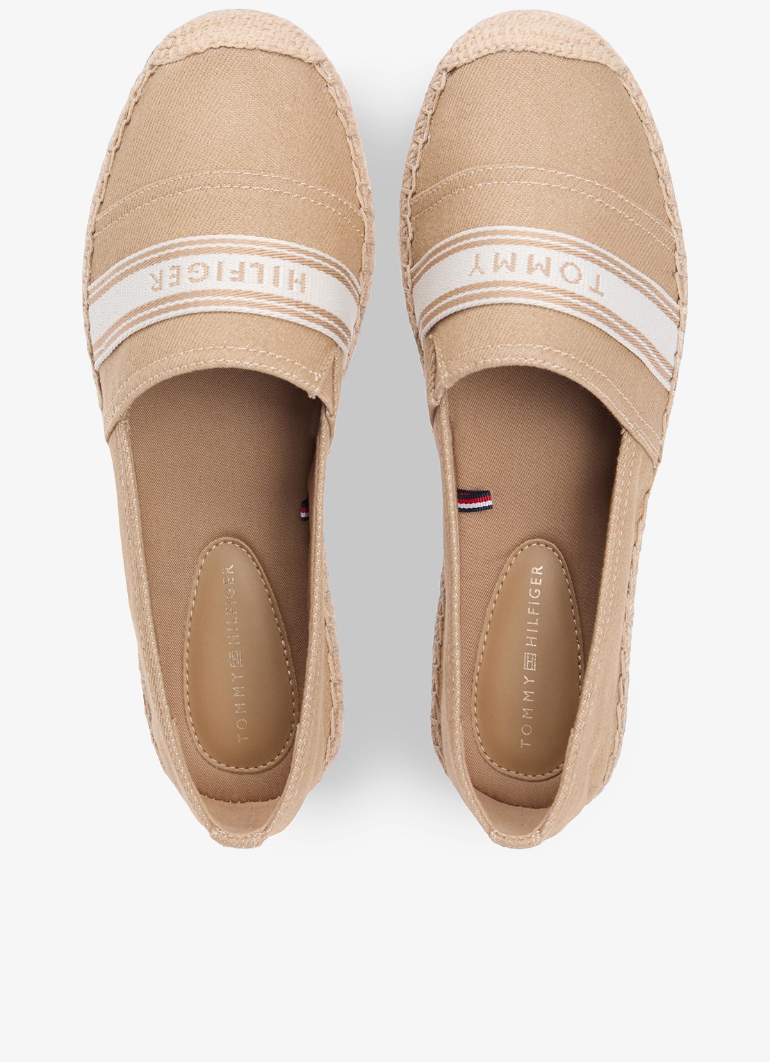 Tommy Hilfiger Espadrille van canvas met logo - voorkant 2 bruin