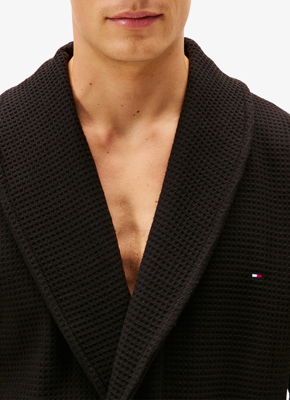 Tommy Hilfiger Essential badjas met structuur - detail zwart