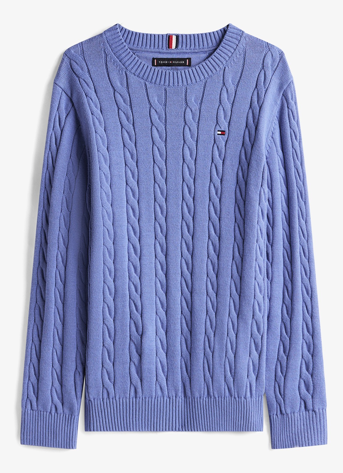 Tommy Hilfiger Essential Cable Knit Jumper - voorkant lichtblauw