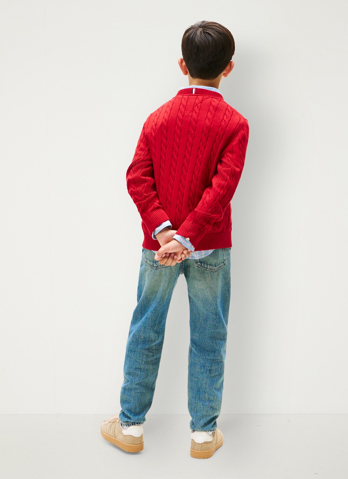 Tommy Hilfiger Essential Cable Knit Jumper - achterkant rood