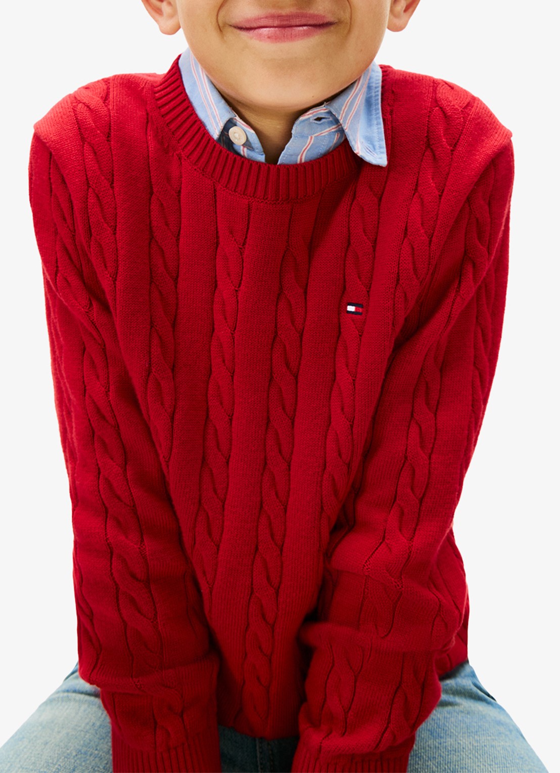 Tommy Hilfiger Essential Cable Knit Jumper - detail 5 rood