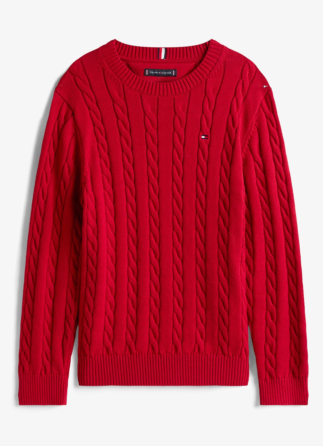 Tommy Hilfiger Essential Cable Knit Jumper - voorkant 2 rood
