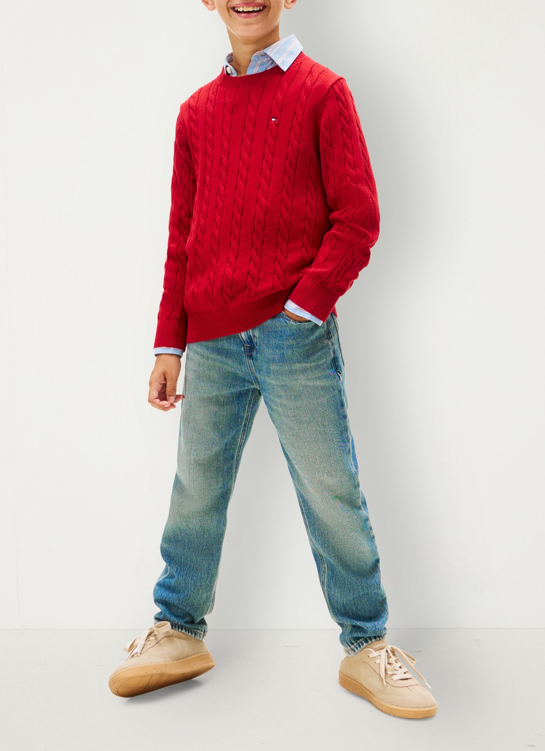 Tommy Hilfiger Essential Cable Knit Jumper - voorkant 3 rood